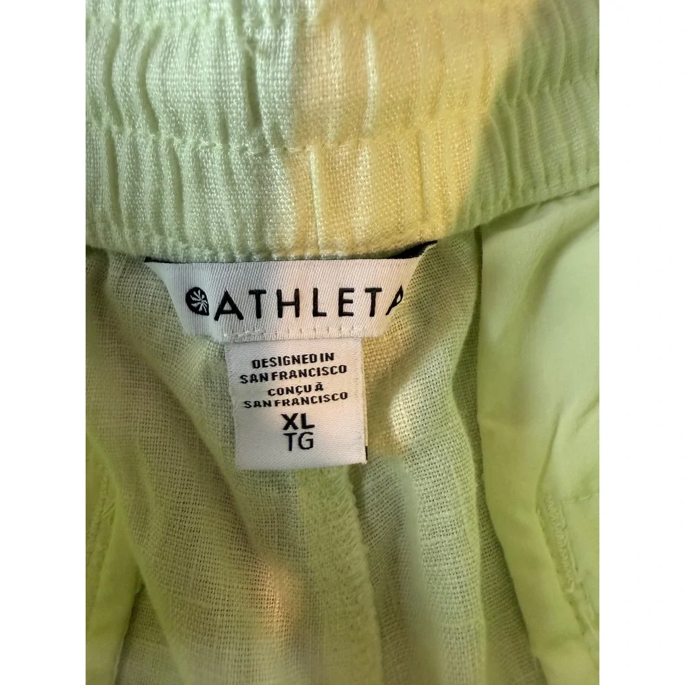 Athleta Womens XL Retreat Linen Shorts Mint Green Breathable Drawstring NEW